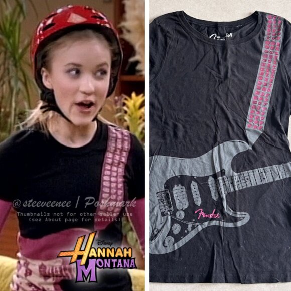 2000s Fender Guitar Tee ALT ASO Lilly Truscott Hannah Montana - Picture 1 of 6